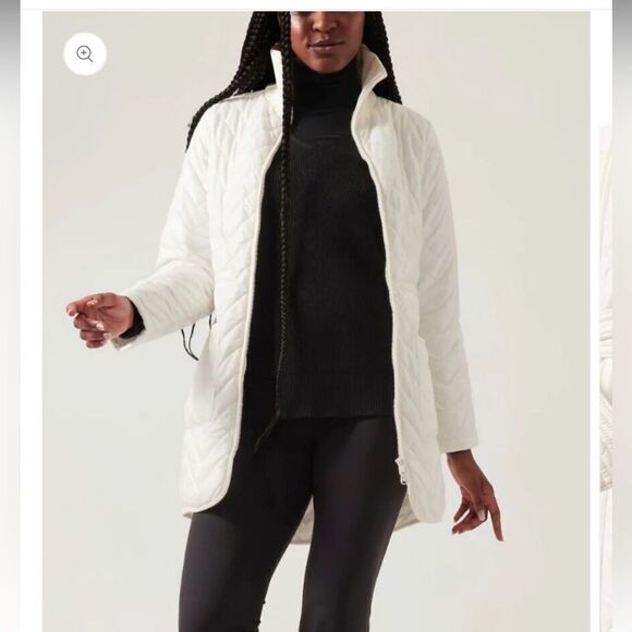 Athleta Jackets & Blazers - NWT New ATHLETA Mendocino Quilted Belted Coat Ivory Off Winter White L
